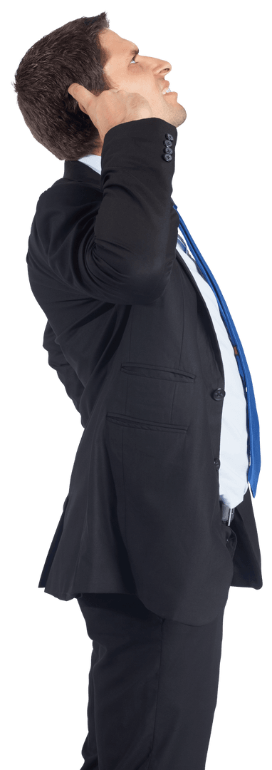 Caucasian Businessman Scratching Head Thinking Transparent Background