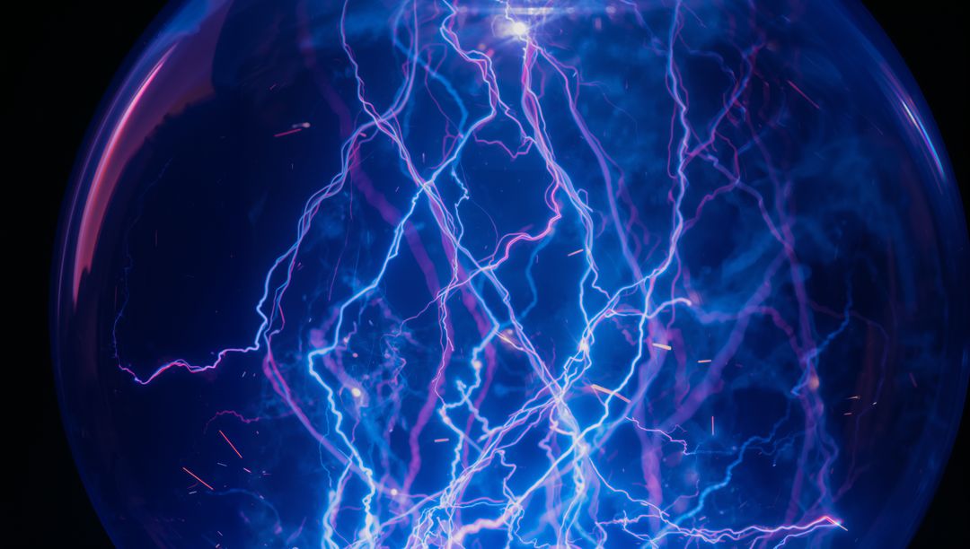 Radiating Electric Light Globe with Vibrant Neon Arcs