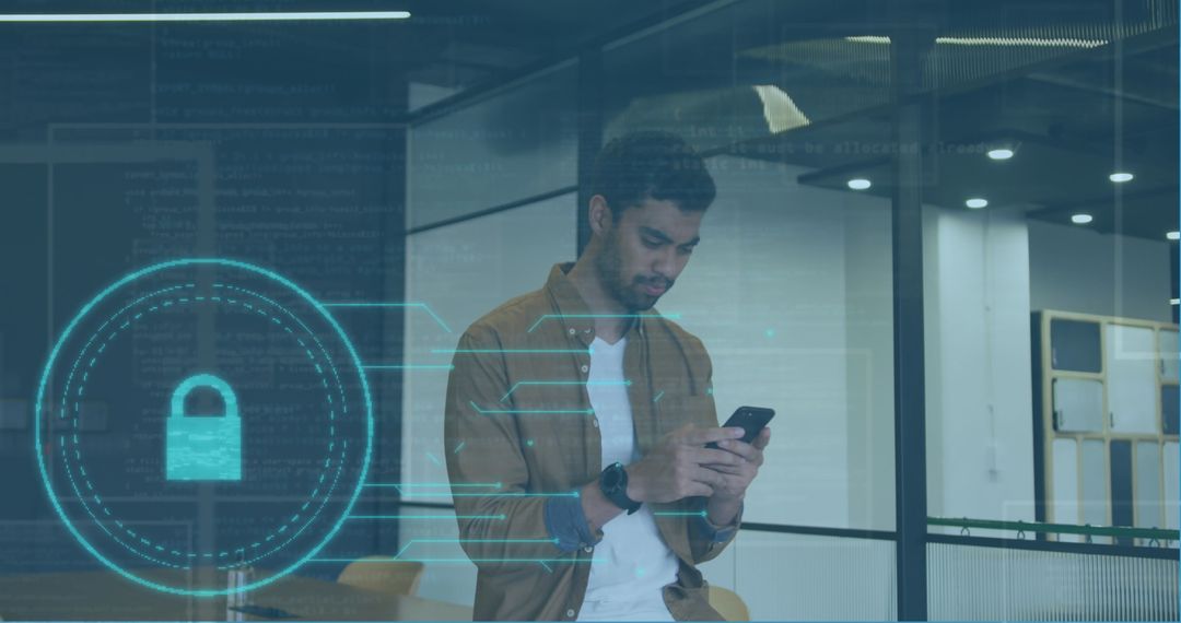 Digital Security Over Businessman Using Smartphone