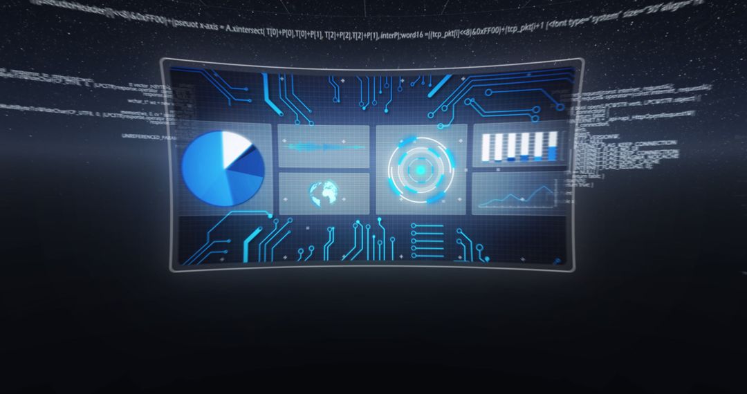 Futuristic Digital Interface With Dynamic Data Analytics Visuals