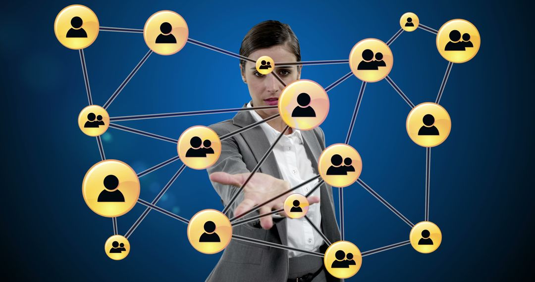 Businesswoman Interacting with Digital Network Connections
