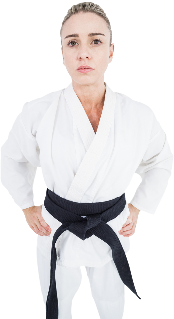 Confident Female Judo Martial Artist in Gi with Black Belt Transparent Background - Download Free Stock Images Pikwizard.com