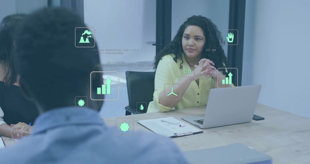 Diverse Business Meeting with Eco Data Graphics