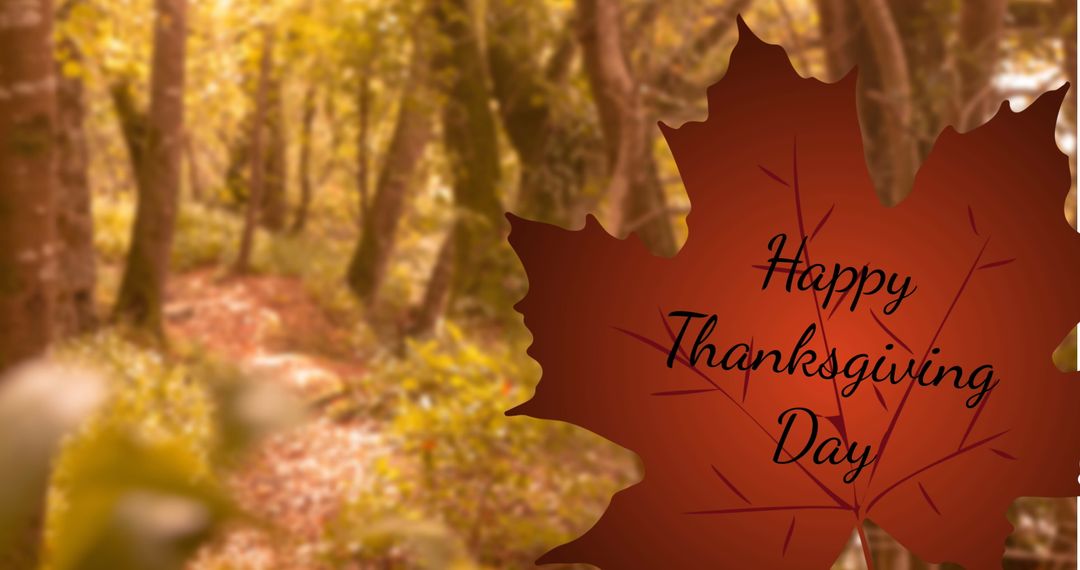 Thanksgiving Leaf Message in Autumn Forest