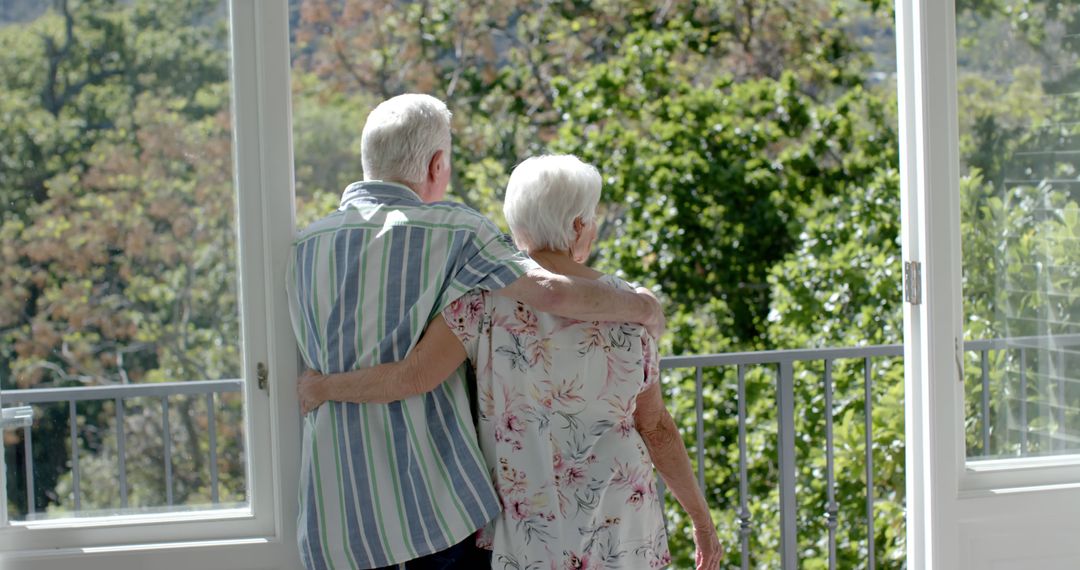 Senior Couple Enjoying View Together on Patio - Free Images, Stock Photos and Pictures on Pikwizard.com