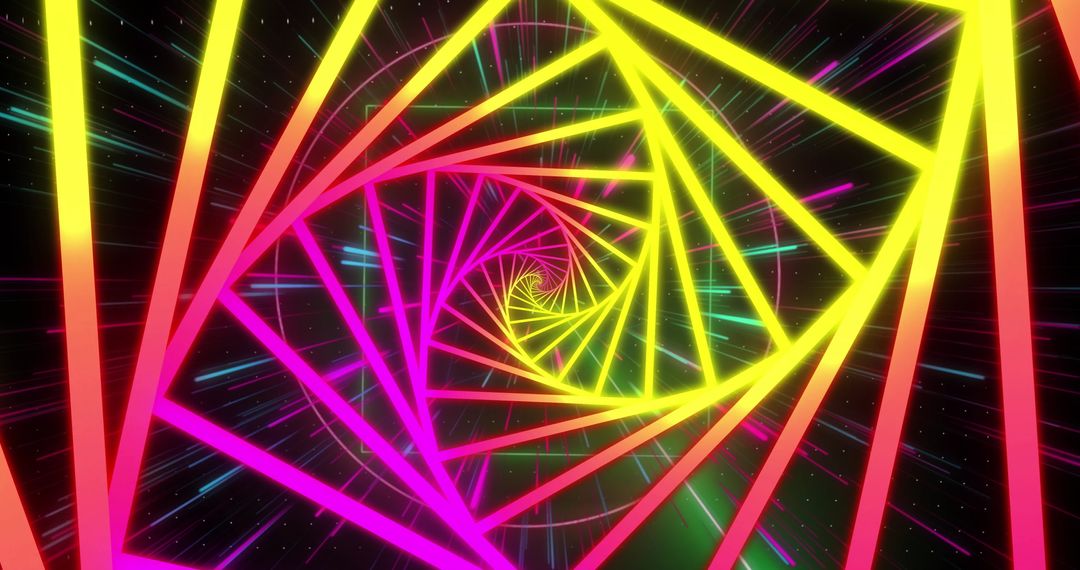 Vibrant Neon Digital Tunnel With Geometric Pattern