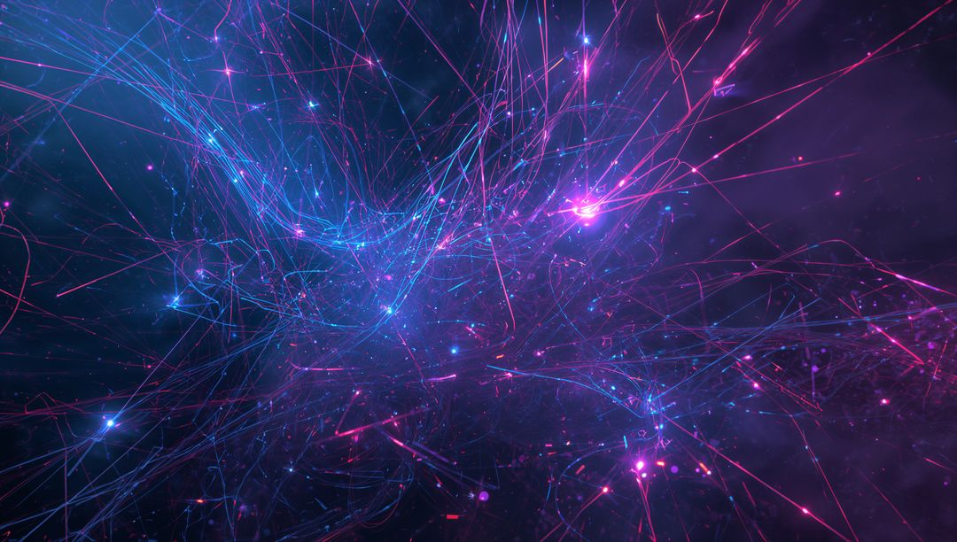 Futuristic Digital Network with Neon Light Trails