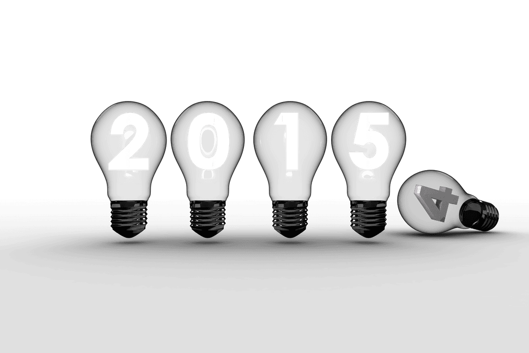 2015 New Year Bulbs Vector with Transparent Background