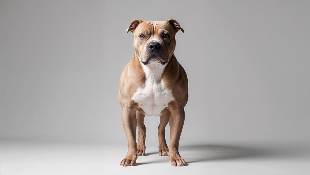 Muscular pitbull dog standing in studio