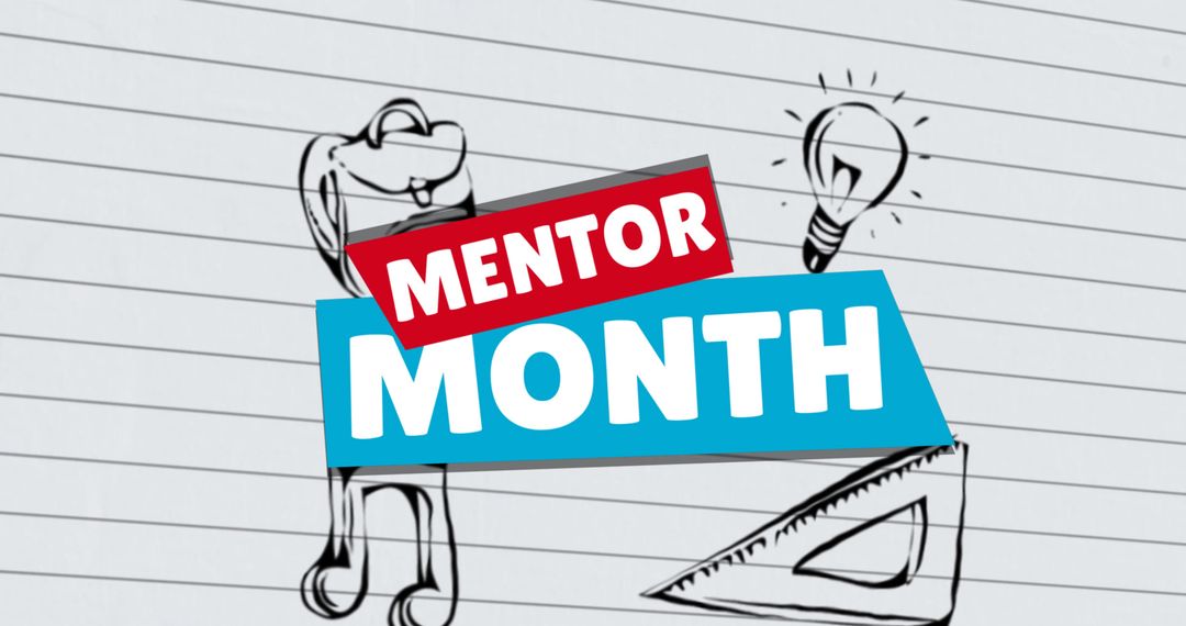 Mentor Month Concept with Educational Icons on Lined Background