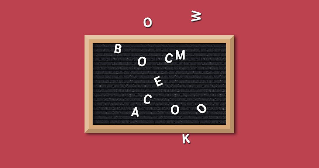 Scattered White Letter Tiles on Blackboard with Red Background