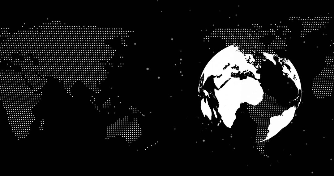 Futuristic Digital 3D Globe with Dotted World Map and Nodes