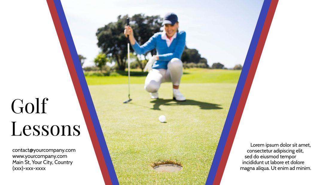 Celebratory Golfer Promotes Enthusiastic Golf Lessons