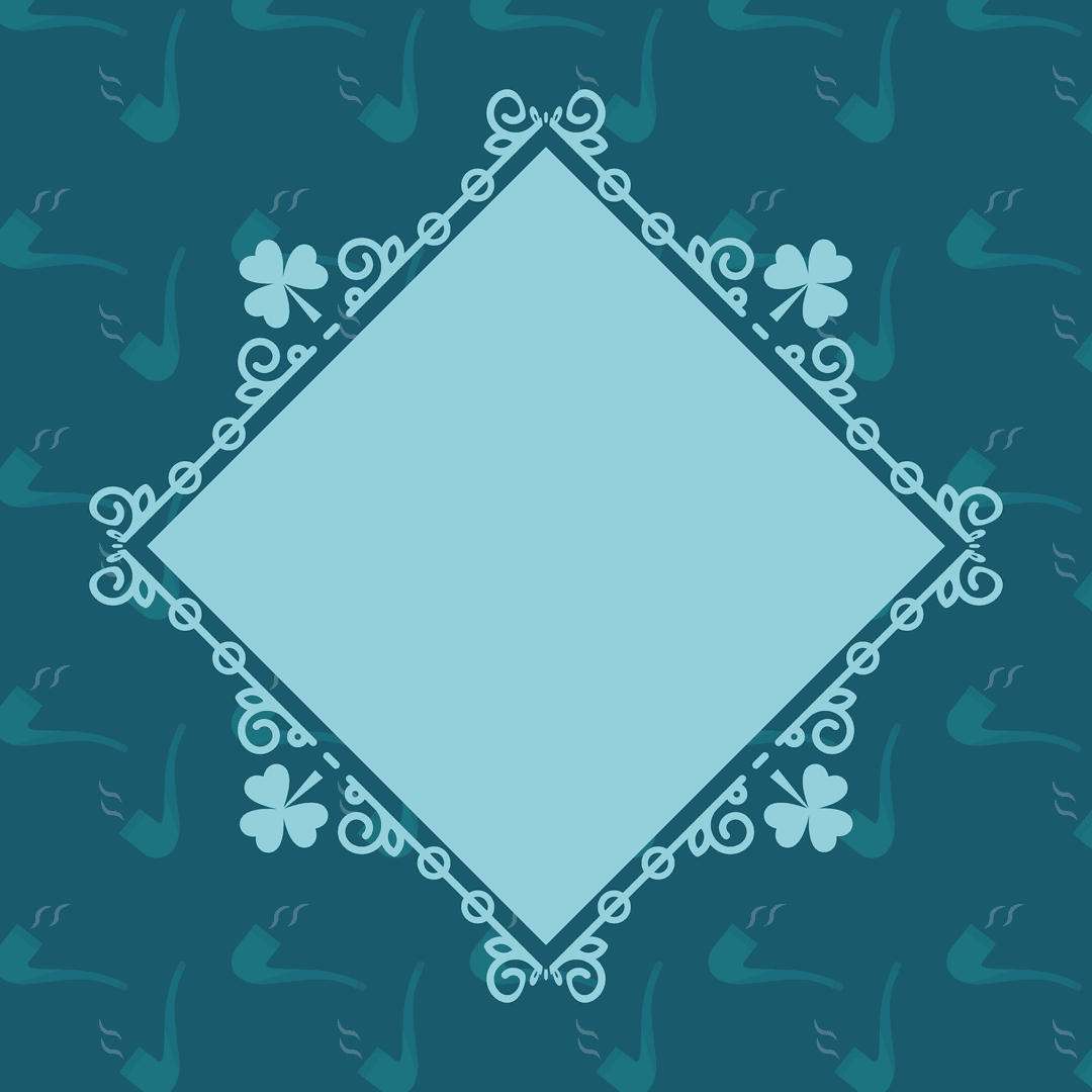 Transparent St. Patrick's Day Card with Pipe and Shamrock Border