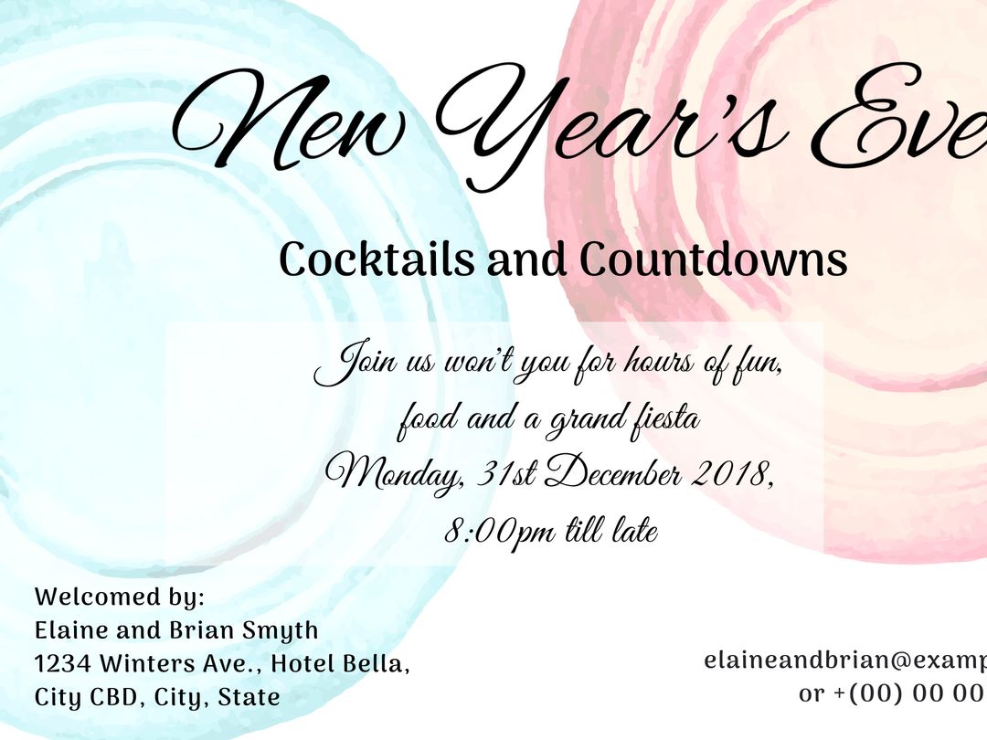 Pastel Swirling New Year's Eve Invitation Card Design