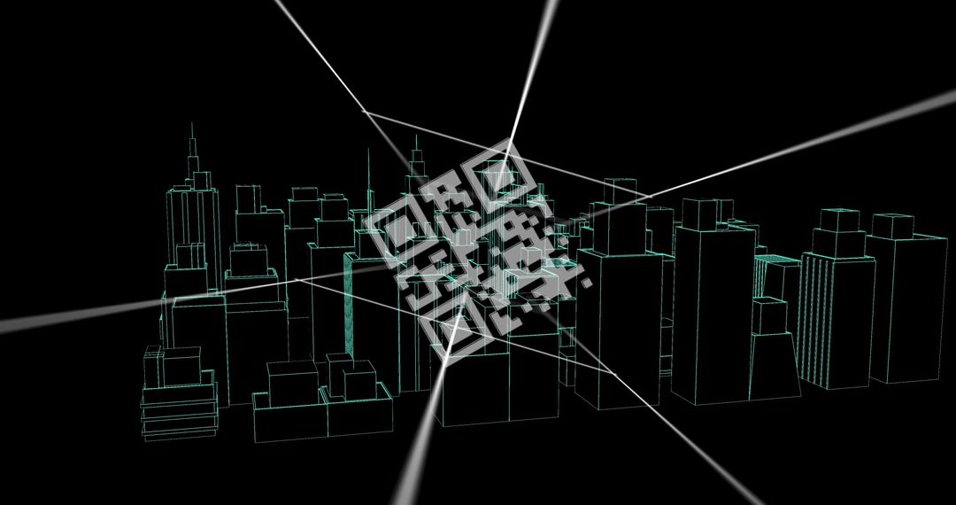 Digital QR Code in Futuristic Cityscape