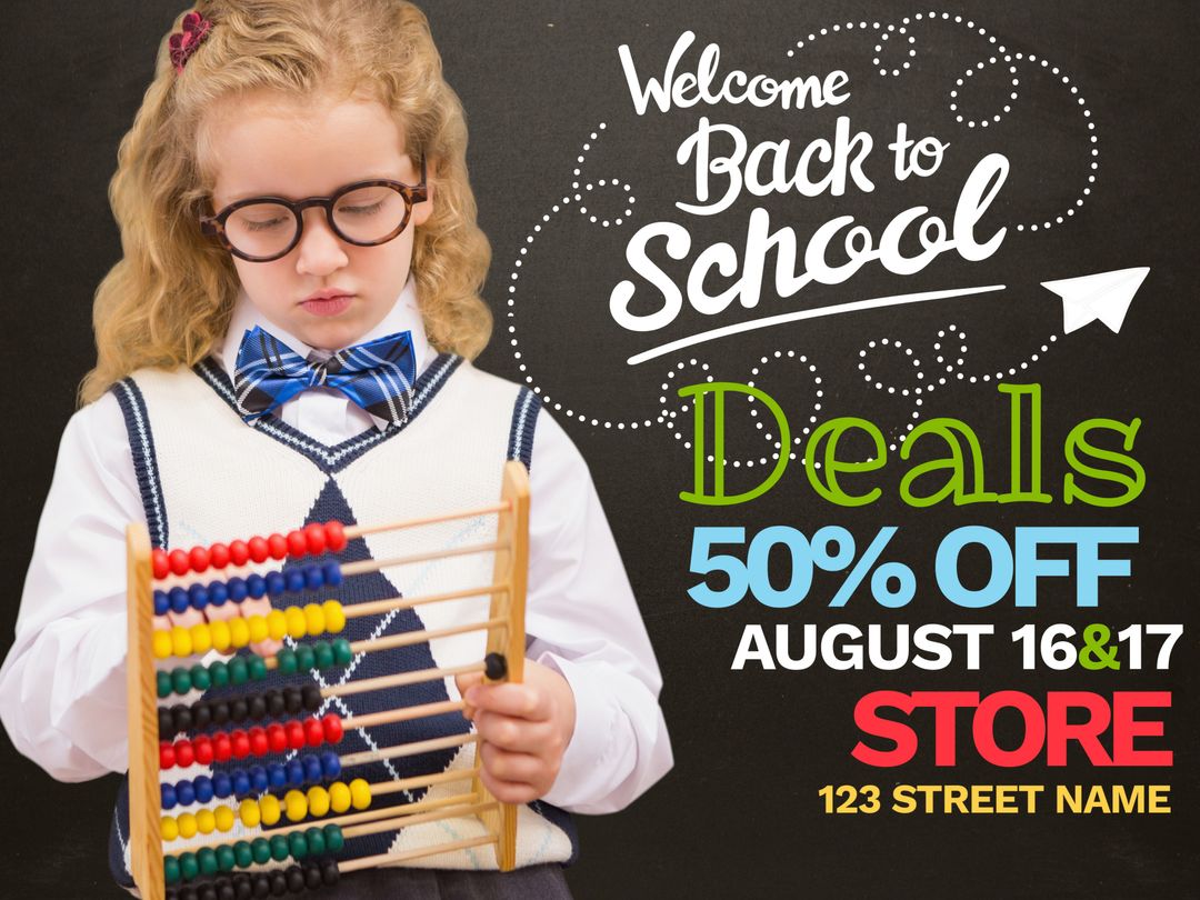 Back to School Sale with Child Using Abacus