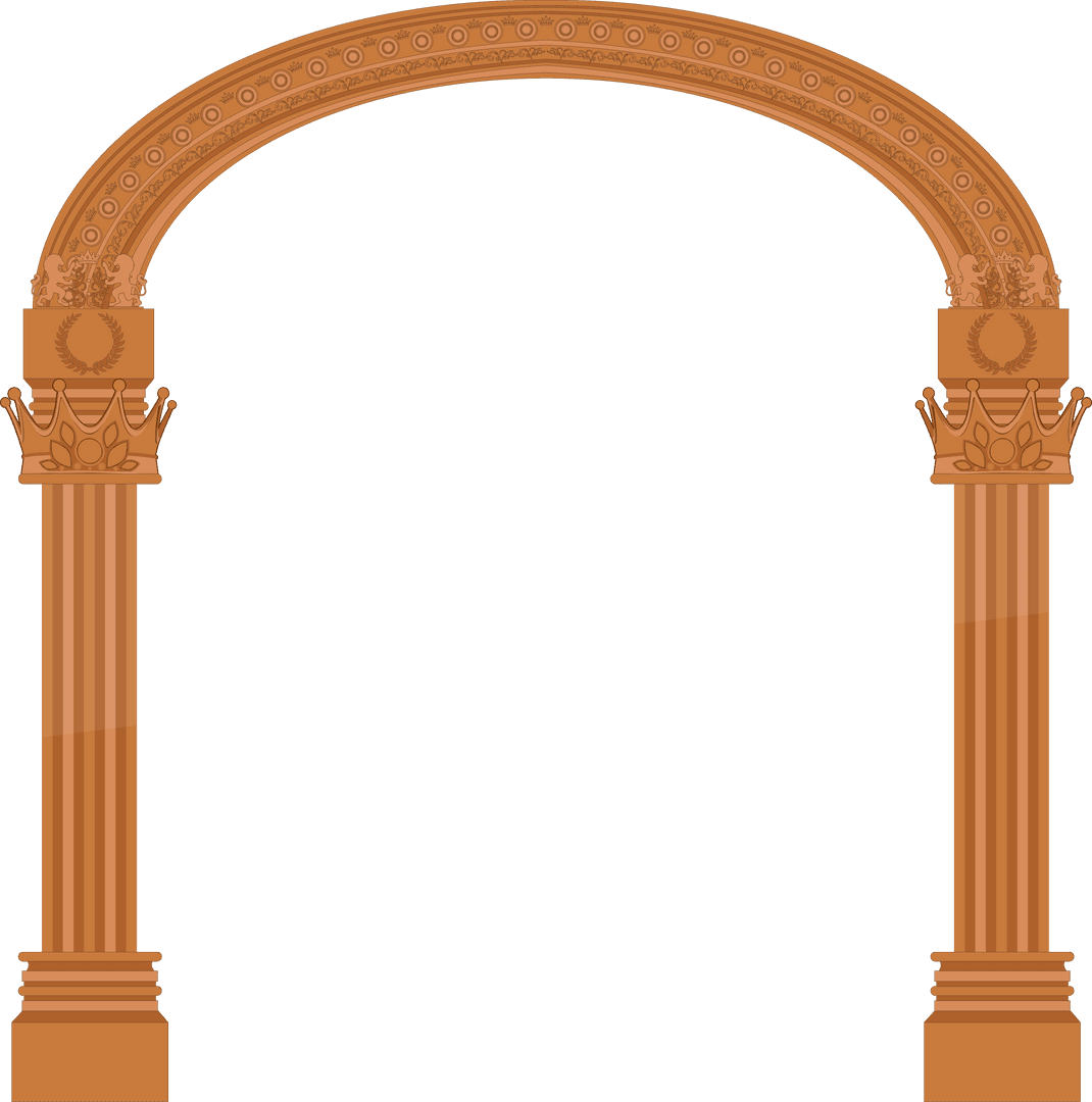 Classical Semicircular Arch Columns with Ornate Detail Transparent Background
