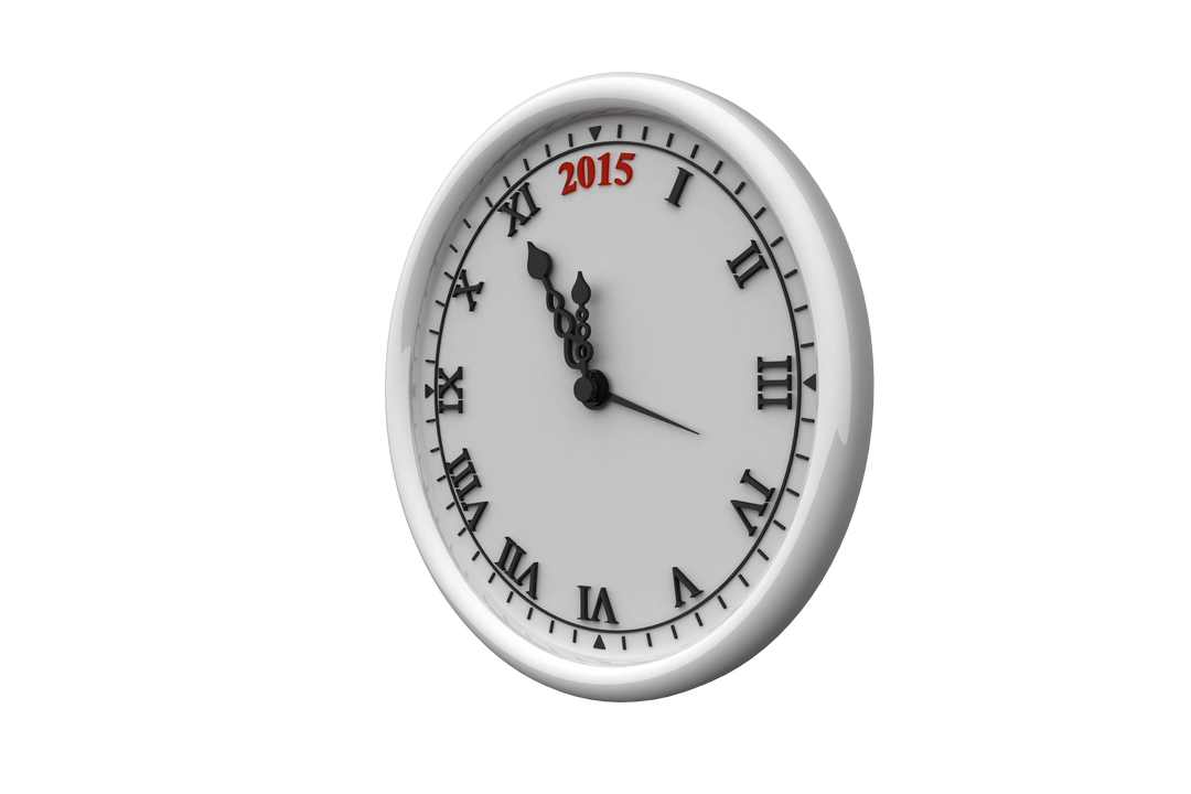 Transparent Clock with 2015 on Dial, Roman Numerals All Over Black Hands - Download Free Stock Images Pikwizard.com