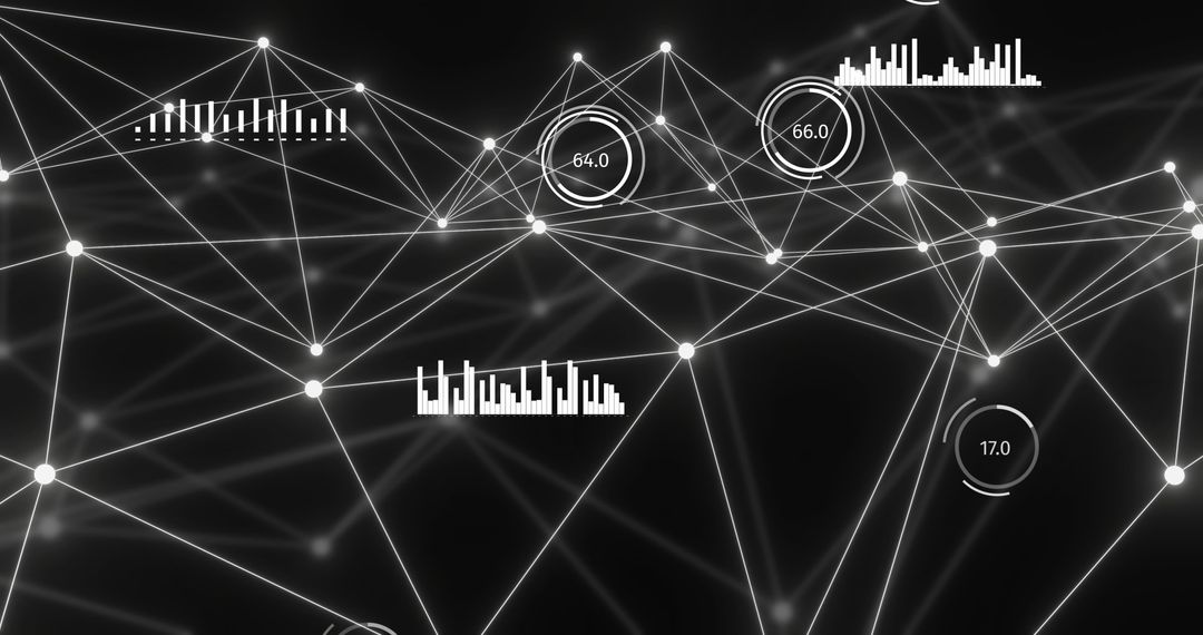Digital Network of Data Connections and Analysis Symbols