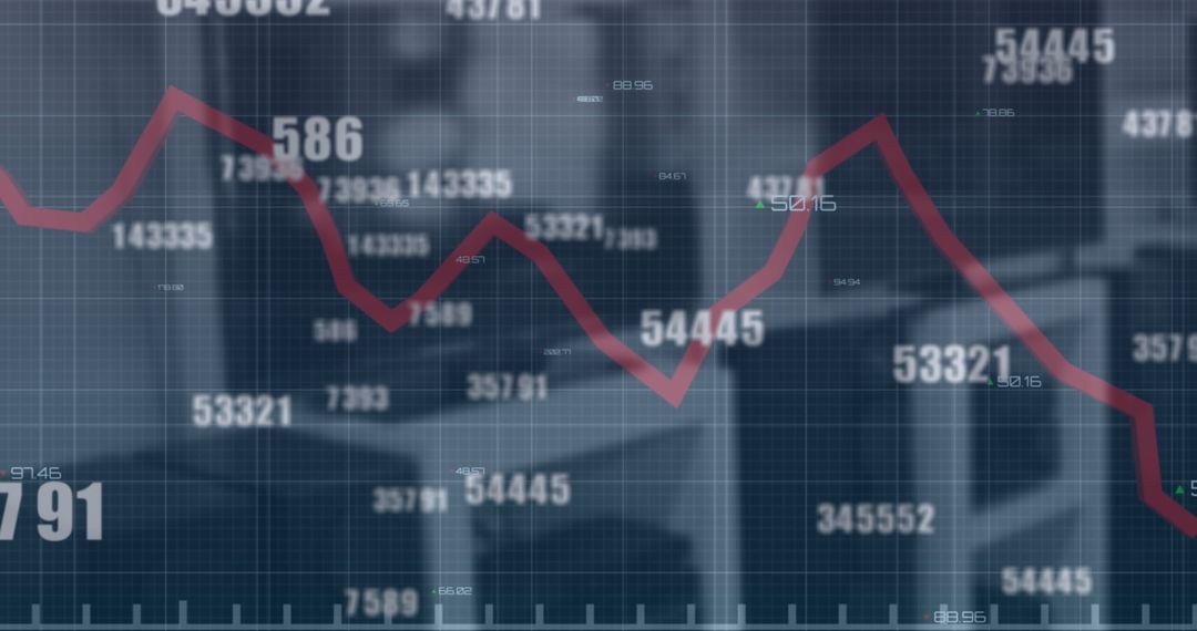 Digital Financial Report Analysis Overlaid on Office Scene