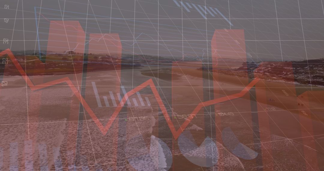 Abstract Financial Data Visualization over Natural Landscape