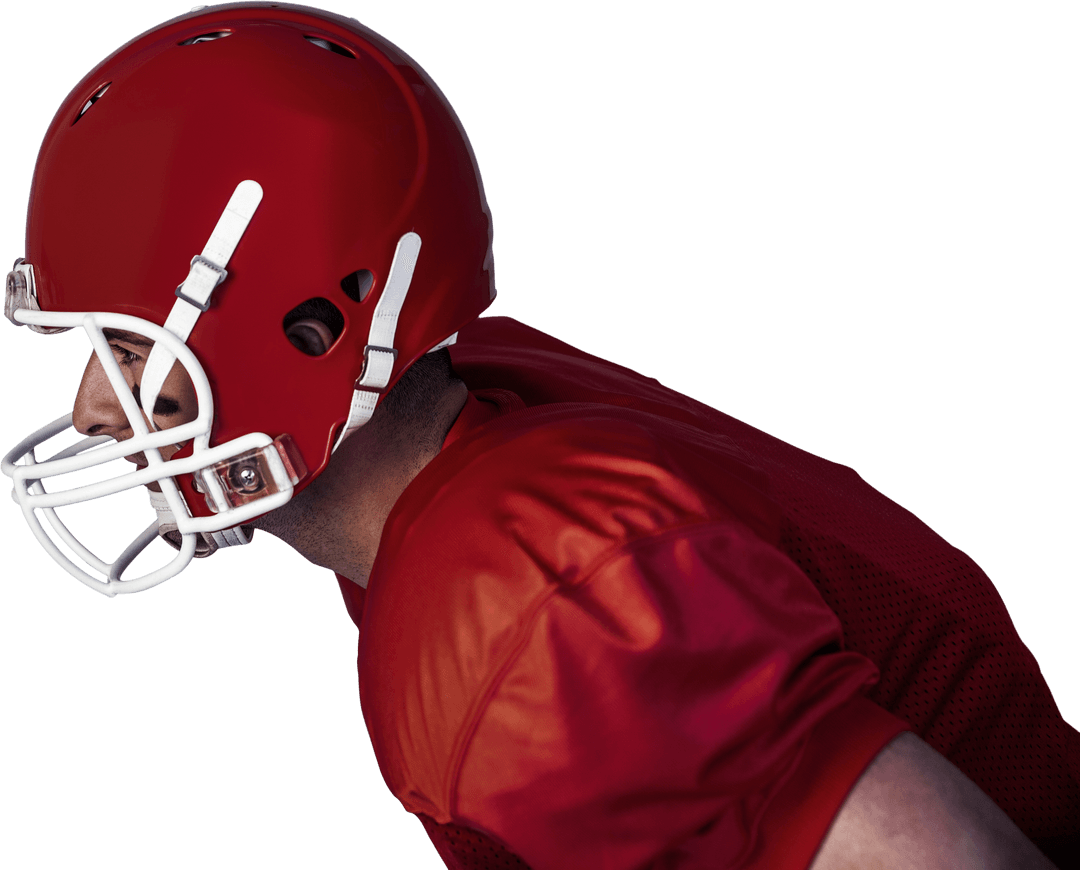 Transparent Rugby Player in Red Uniform Mid-Action