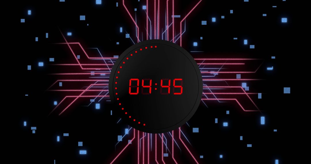 Futuristic Digital Countdown on Circuit Board Background