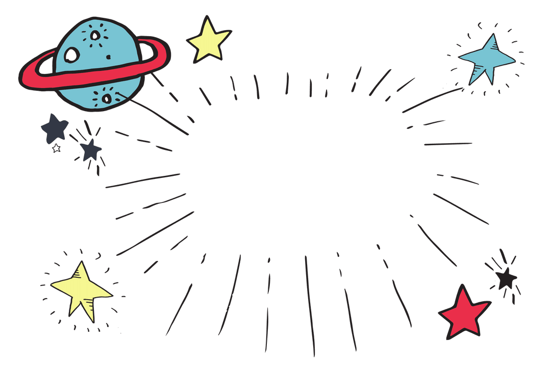 Celestial Planet and Stars on Bold Transparent Design