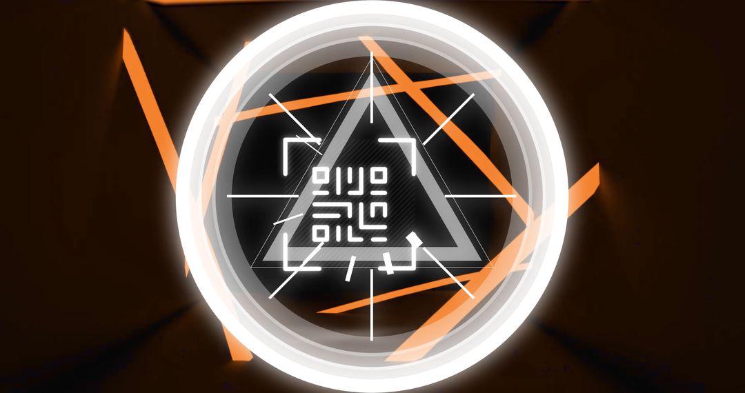 Glowing QR Code with Neon Geometric Patterns for Digital Security