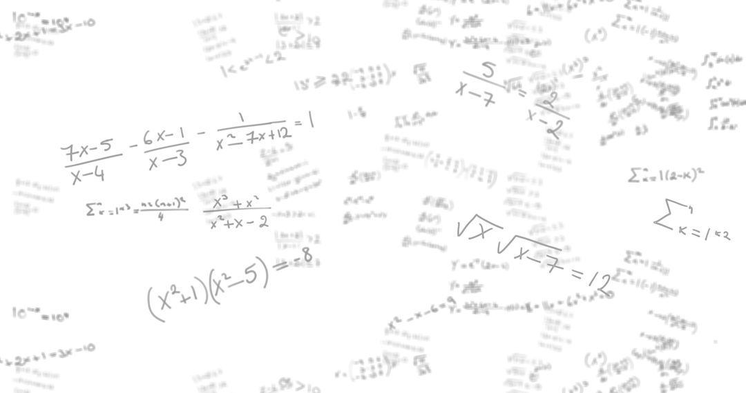 Floating Mathematical Equations on Abstract White Background