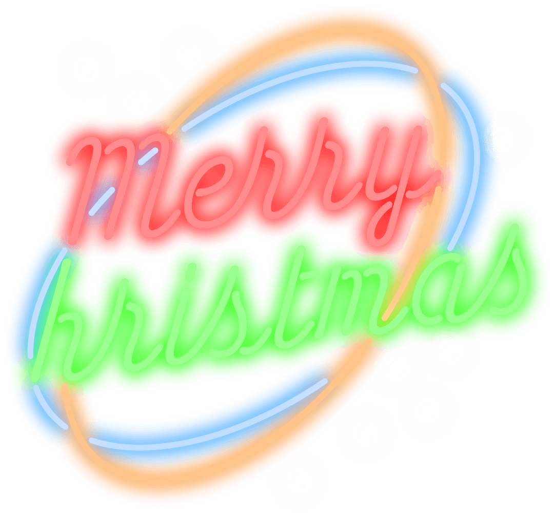 Transparent Neon Merry Christmas Text Design With Bright Colors