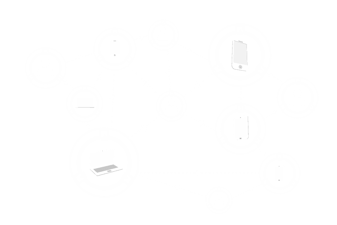 Digital Network Connections with Business Icons on Transparent Background