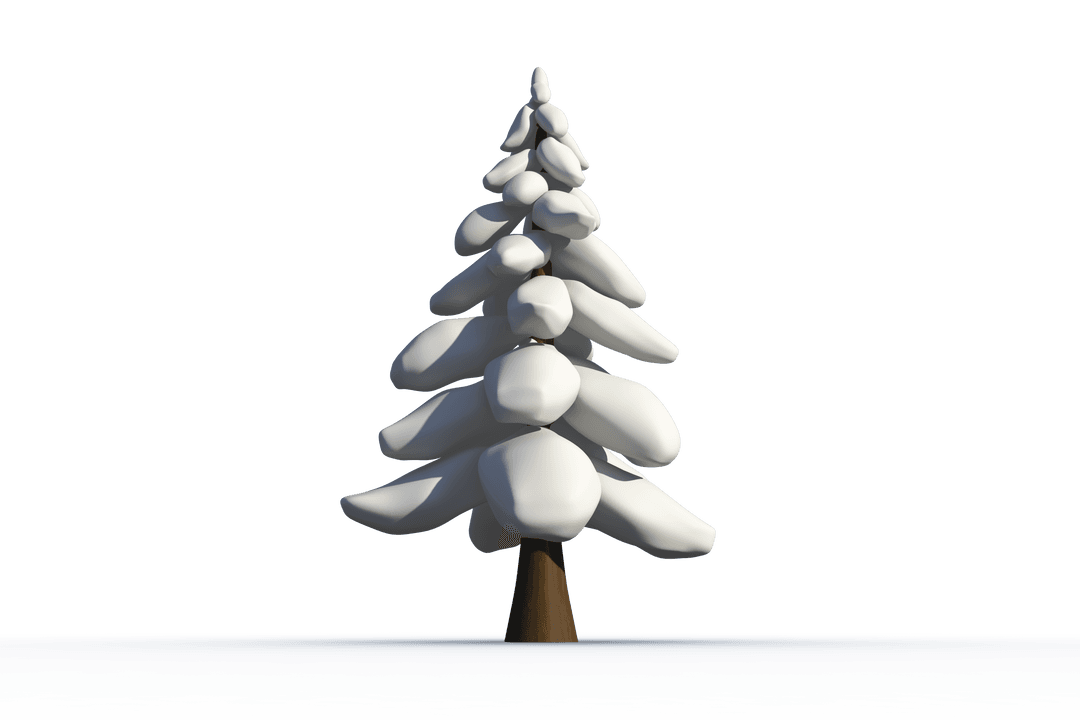 Snow-Covered Pine Tree Illustration on Transparent Background