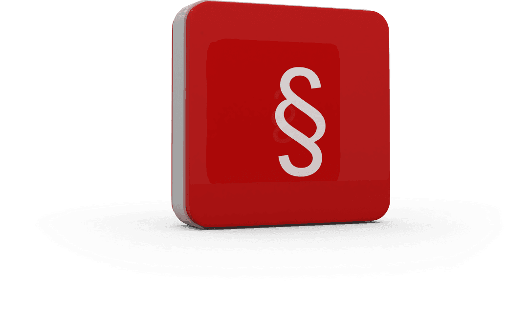 3D Red Button with Transparent Section Symbol for Legal Use