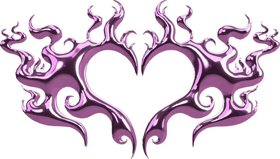 Heart With Pink Flame Swirls on Transparent Background