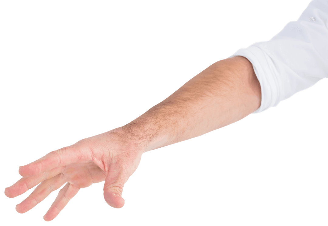 Transparent Arm of Businessman Reaching Out with Open Hand