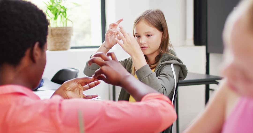 Students Learning Sign Language with Teacher in Diverse Classroom