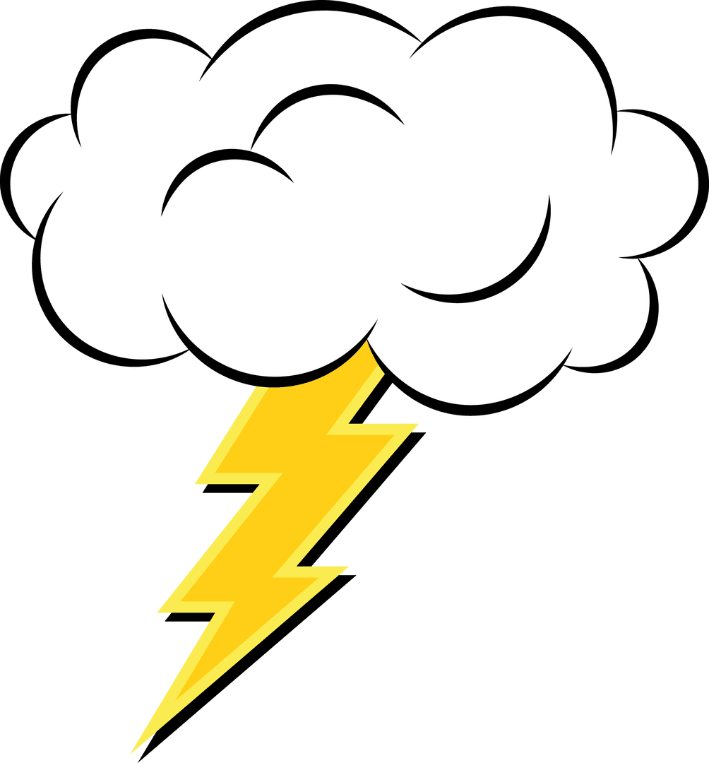 Transparent Cloud with Lightning Bolt Digital Illustration