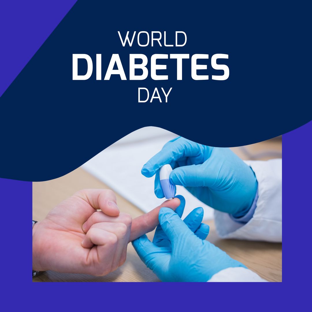 Composition of world diabetes day text over hands of doctor and patient using glucometer - Download Free Stock Templates Pikwizard.com