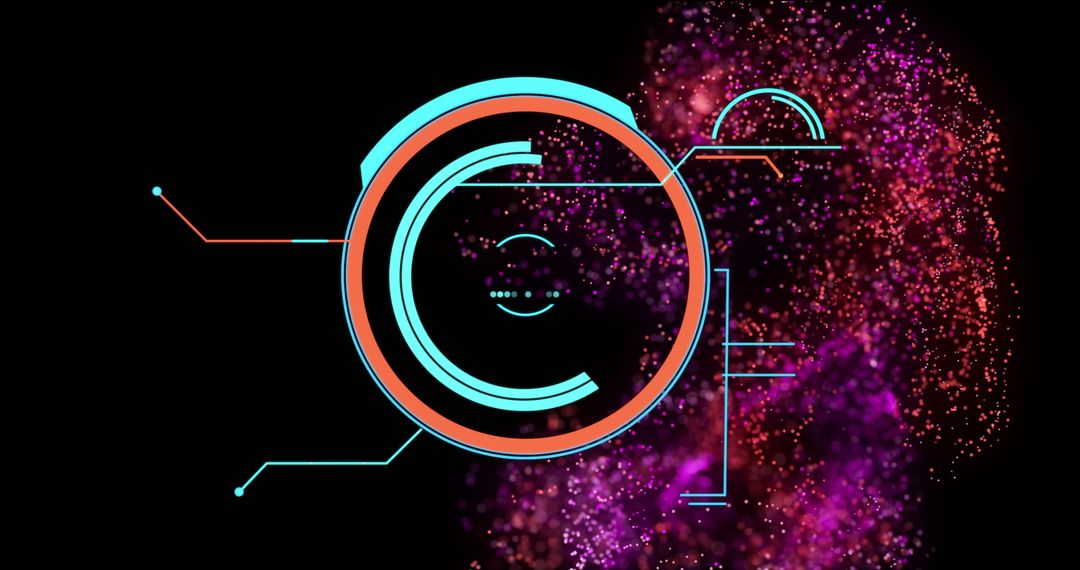 Digital Interface HUD Display with Vivid Colorful Particles