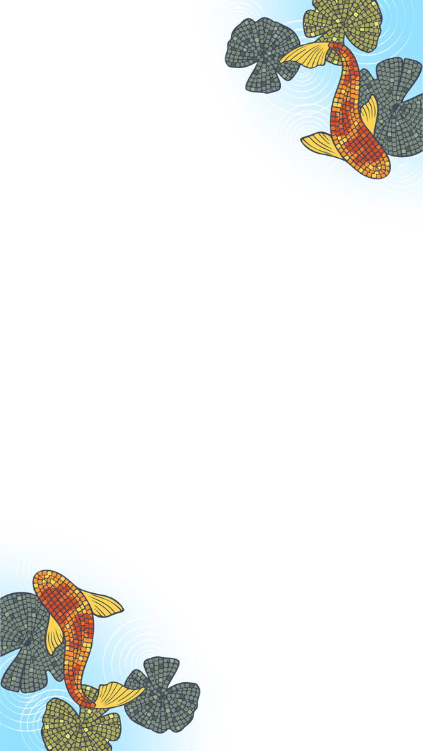 Tranquil Koi Fish with Lily Pads on Transparent Rippling Water