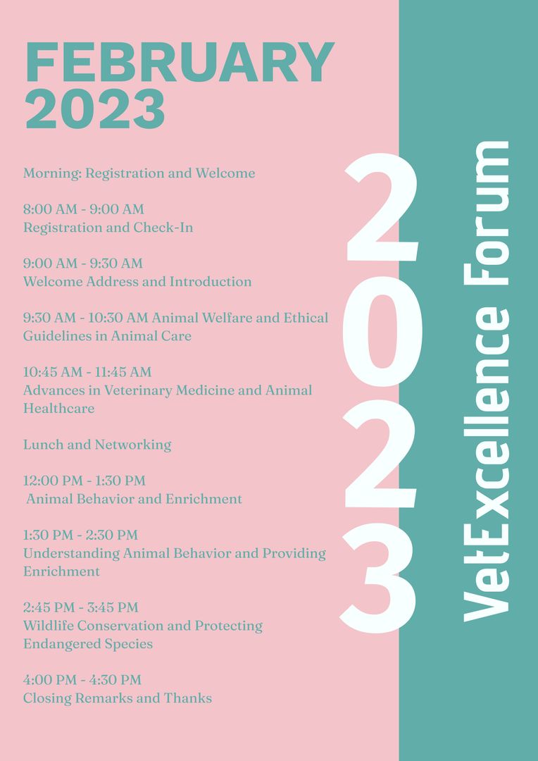 Schedule for VetExcellence Forum February 2023 Event Planning