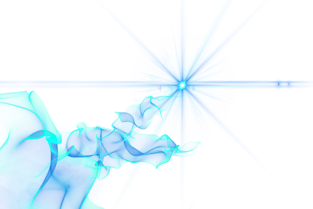 Shiny Blue Lens Flare with Mystical Smoke on Transparent Background