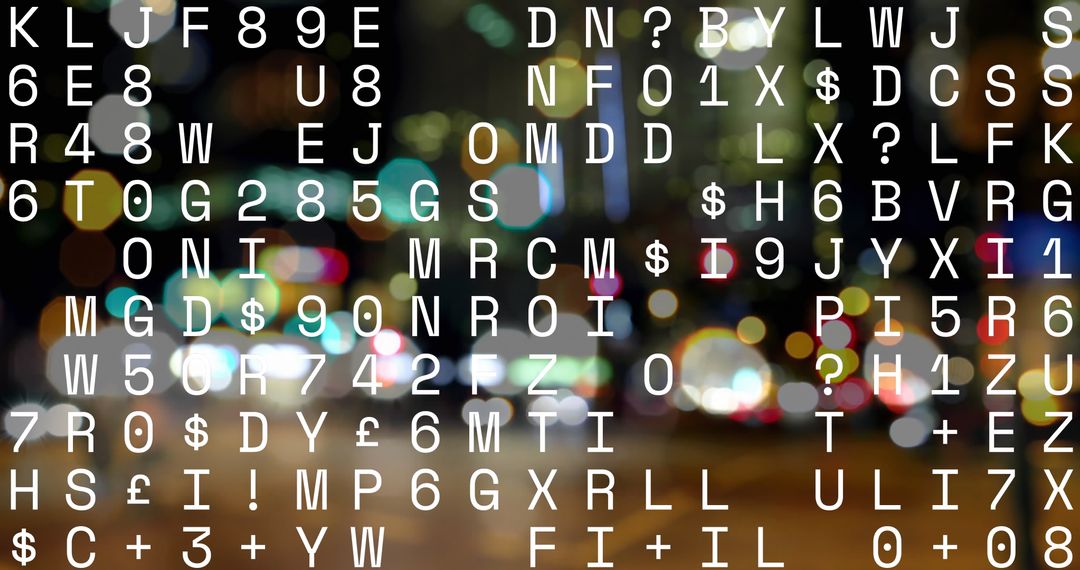 Digital Interface with Data Overlay and Blurred Lights