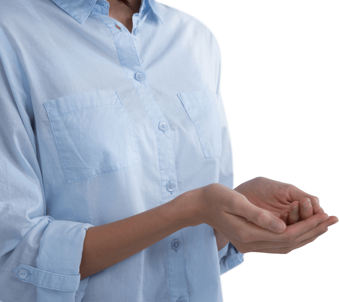 Woman Mid Section Holding Invisible Object Transparent Background