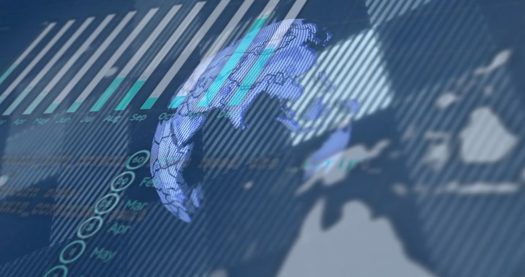Rotating Digital Globe with Data Visualization Overlay