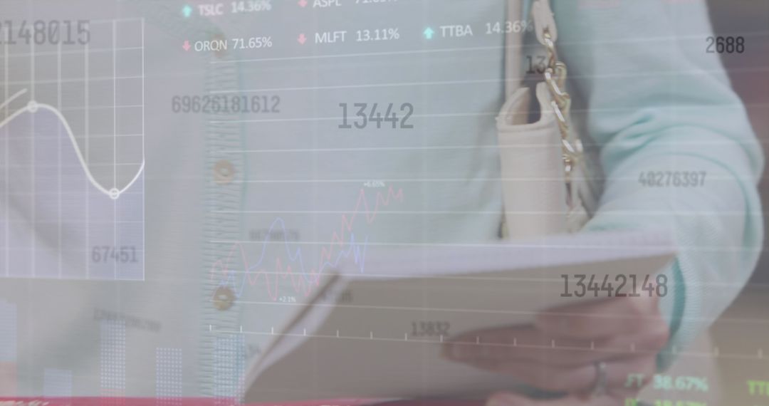 Business Statistics Overlay with Shopping Detail in Hand