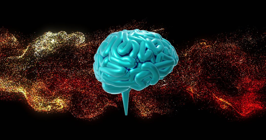 Digital Brain with Futuristic Technology Interface and Colorful Background