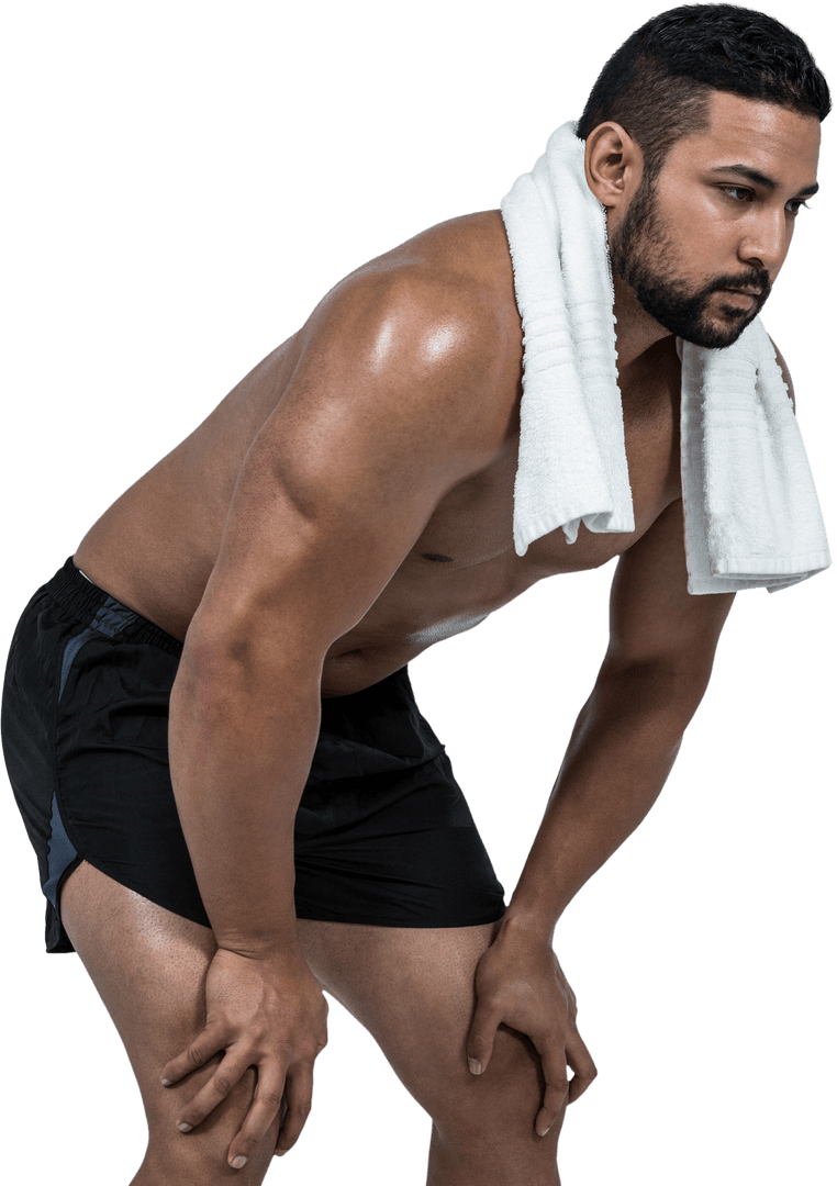 Transparent Muscular Man Resting with Towel